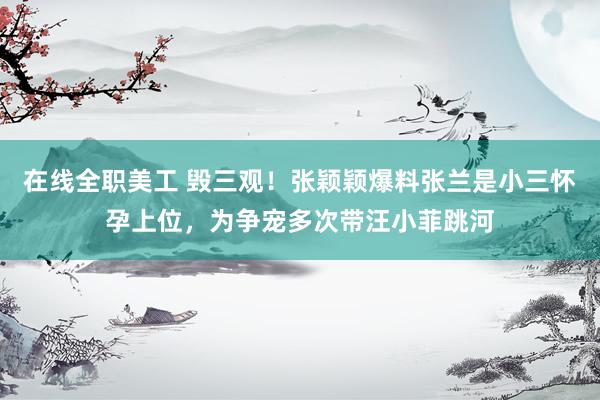 在线全职美工 毁三观！张颖颖爆料张兰是小三怀孕上位，为争宠多次带汪小菲跳河